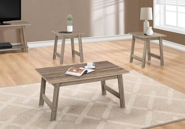 Monarch Specialties Inc. 3 Piece Dark Taupe Table Set-2
