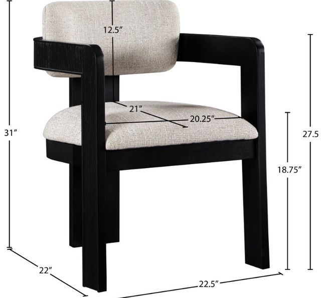 Meridian Furniture Sacha Beige/Black Linen Textured Upholstered Dining Chair-2