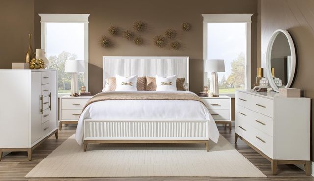 Legacy Classic Melrose Cloud White/Desert Oak California King Sculpted Panel Bed-1