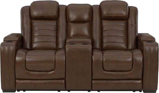 Signature Design by Ashley® Backtrack Chocolate Power Reclining Loveseat-1