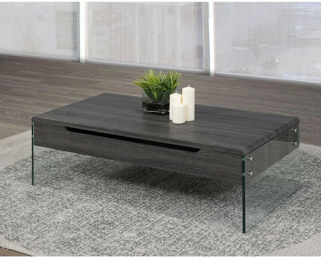 Brassex Inc. Grey Coffee Table with Glass Base-1