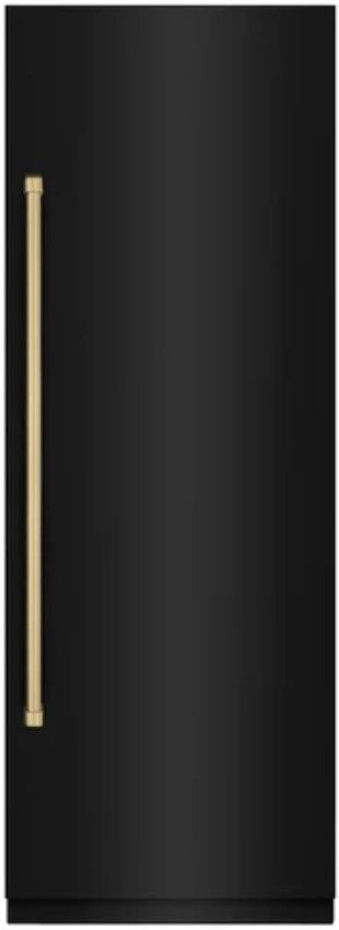 ZLINE Autograph Edition 30" 16.7 Cu. Ft. Column Refrigerator in Black Stainless Steel with Graphite Gray Interior and Champagne Bronze Accents-0