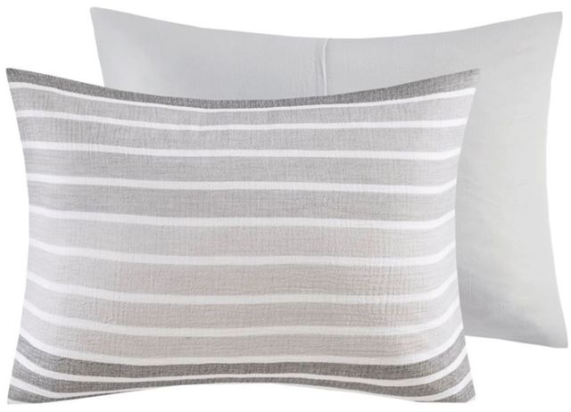 Olliix by Urban Habitat Hayes Grey King/California King Woven Stripe Cotton Gauze Comforter Set-2