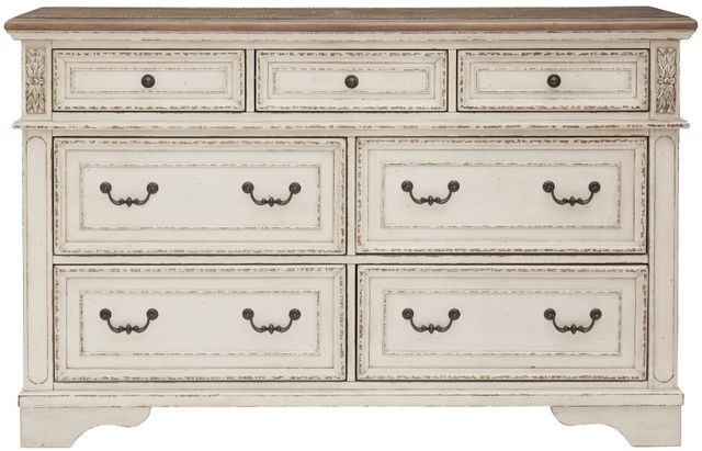 Signature Design by Ashley® Realyn 2-Piece Chipped White Queen Upholstered Panel Bed Set-2