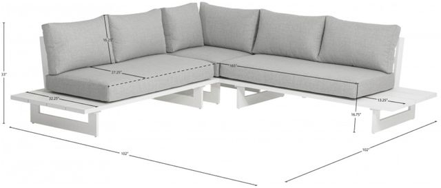 Meridian Furniture Maldives 3-Piece Gray Fabric Outdoor Modular Sectional-4