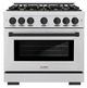 ZLINE Autograph Edition 36" Satin Stainless Steel Pro Style Gas Range and Matte Black Accents-0