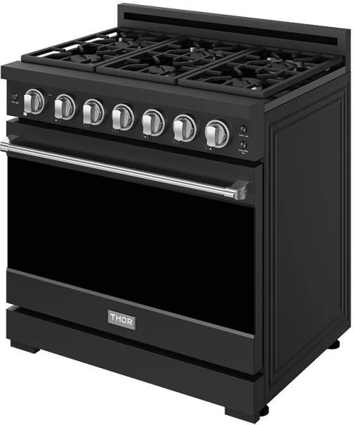 Thor Kitchen® Gordon Ramsay 36" Black/Stainless Steel Freestanding Pro Style Gas Range with Precision Knob-3