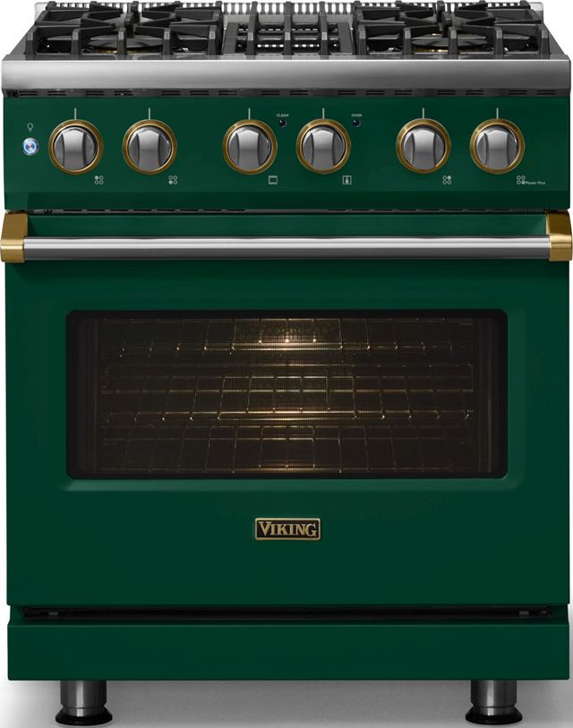 Viking® 5 Series 30" Ivy Pro Style Dual Fuel (LP) Range with Polished Chrome Trim-2