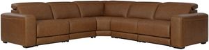 Front view of the Signature Design by Ashley® Magic Man 5-Piece Caramel Power Reclining L-Shape Sectional