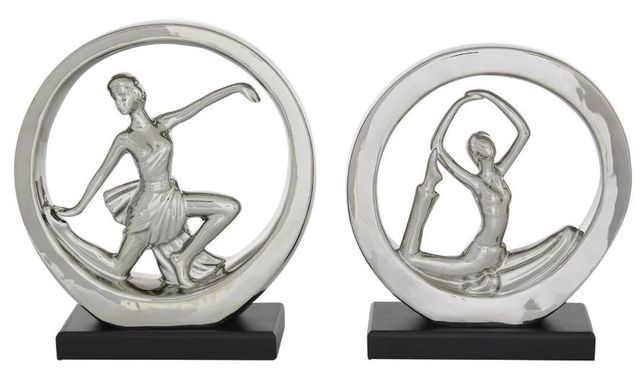 Deco Marche 2-Piece Silver Dancer Sculpture Set-0