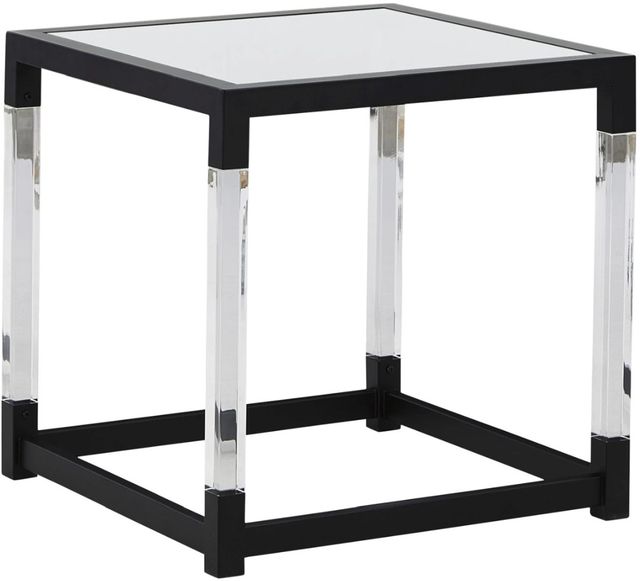 Signature Design by Ashley® Nallynx Glass Top End Table with Metallic Gray Frame and Acrylic Legs-0