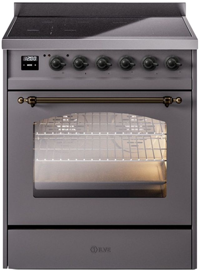 Ilve® Nostalgie II Series 30" Matte Graphite Pro Style Induction Range-0