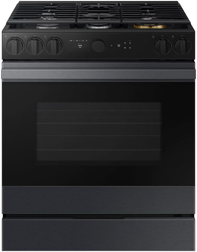 Samsung Bespoke 30" Matte Black Steel Slide-In Gas Range-0