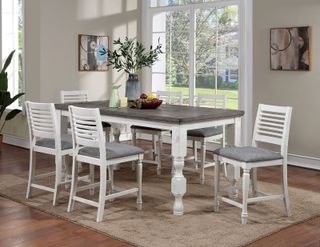 Furniture of America® Calabria Antique Gray Counter Height Dining Table with White Legs