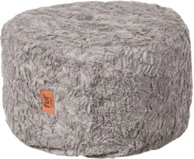 CordaRoy's® Gray Faux Fur Pouf Footstool-0