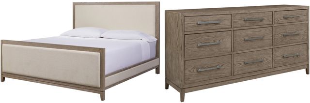 Signature Design by Ashley® Chrestner 2-Piece Gray Queen Upholstered Panel Bed Set-0