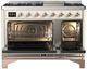 Ilve® Majestic III 48" Antique White Pro Style Dual Fuel Liquid Propane Range with Solid Door and Copper Trim-1