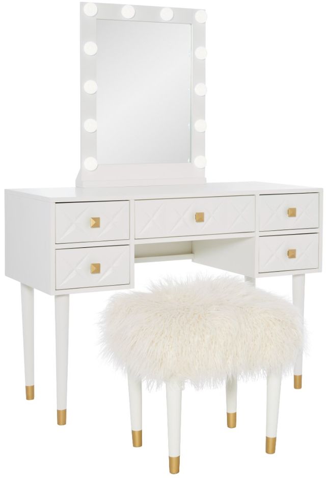Linon Geo 2-Piece White Vanity Mirror Set-0