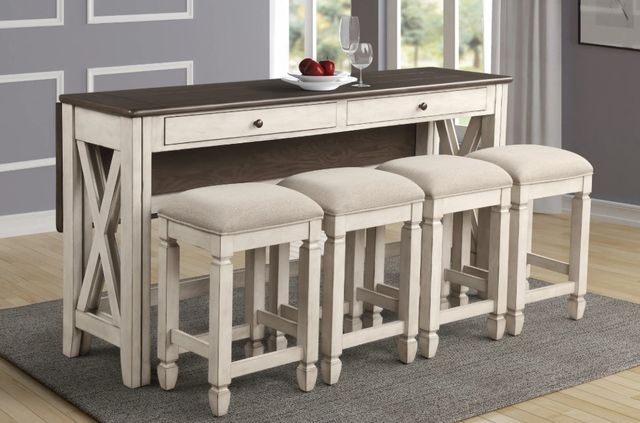 Bernards Waverly 5-Piece Antique White/Gray Wash Counter Set-1