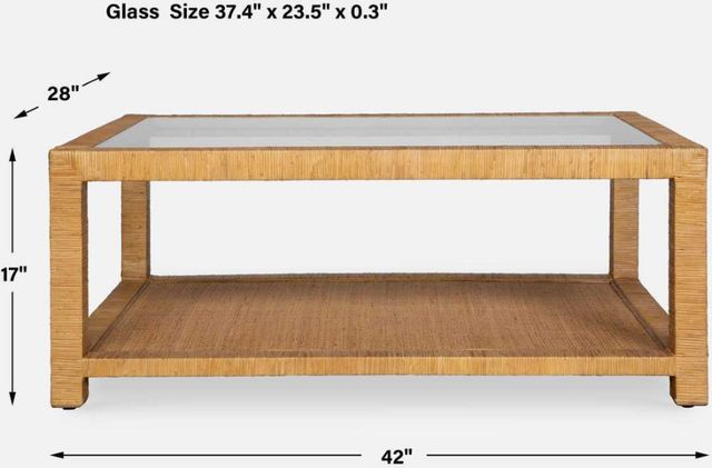 Uttermost® Kensing Glass Top Coffee Table with Natural Base-2