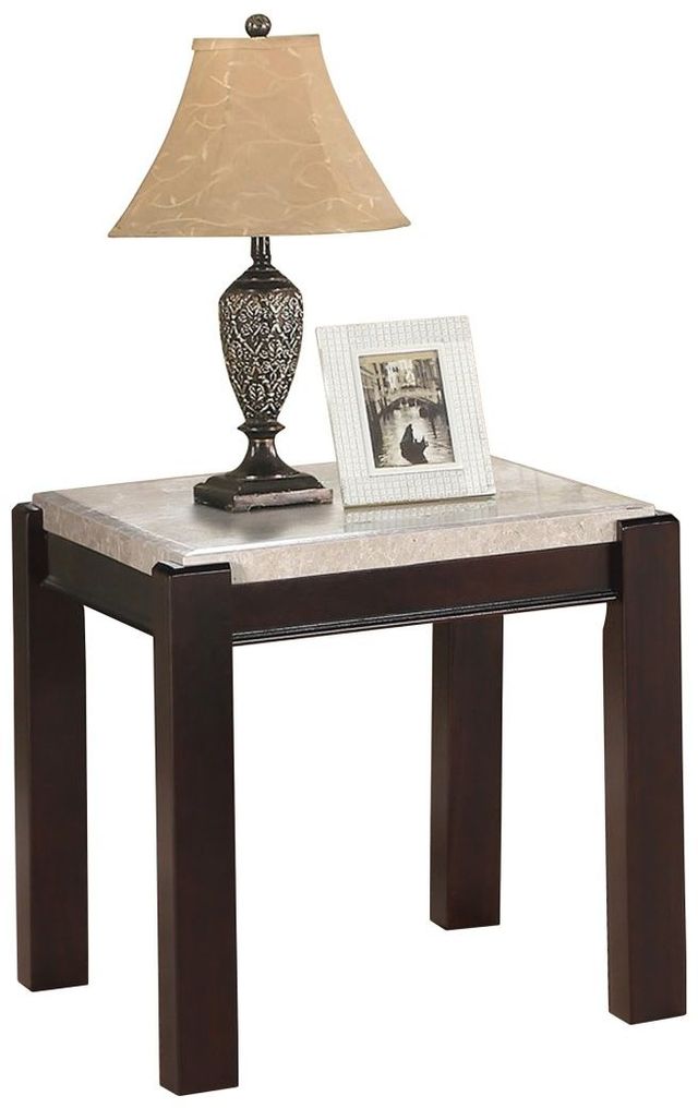 Homelegance® Festus Dark Cherry End Table with Marble Top -0
