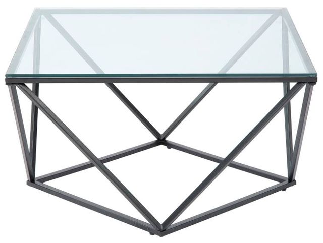 Mazin Furniture Kalia Glass Top Cocktail Table with Gray Base-1