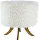 A & B Home Shearling Brown/White Ottoman-1