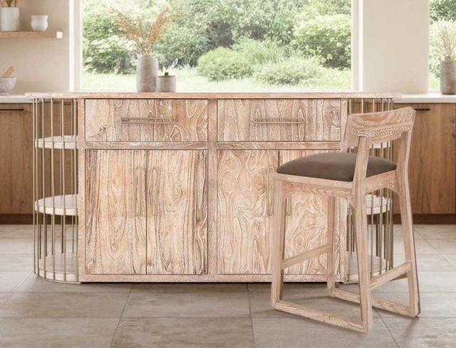 International Furniture Direct Balam Stained White Kitchen Island-1