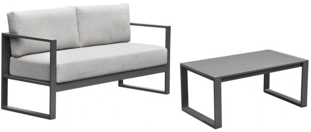 Intercon Navarro 2-Piece Gray/Mocha Fabric/Metal Outdoor Sofa and Coffee Table Set-0
