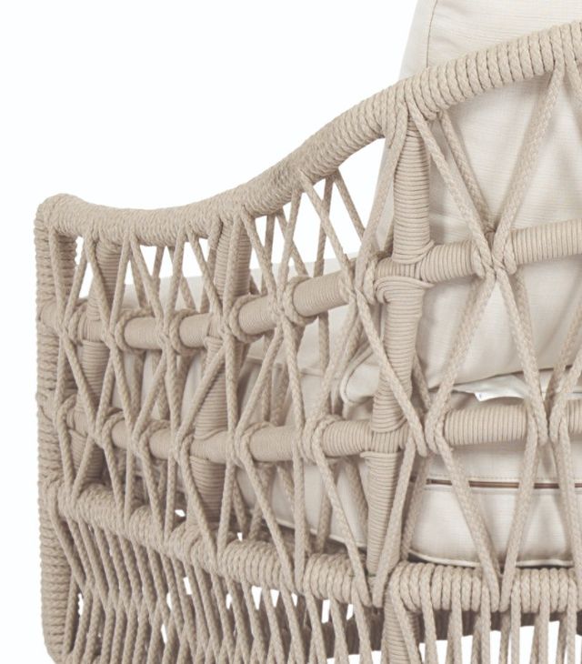 Sunset West Dana Natural Linen Aluminum/Olefin Rope Outdoor Club Chair with Linen Canvas Cushion-2