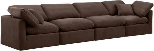 Meridian Furniture Indulge 4-Piece Brown Modular Velvet Sofa-0