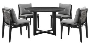 Armen Living Grand Black Outdoor Patio 5-Piece Dining Table Set