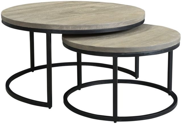 Moe's Home Collection Drey 2-Piece Grey Nesting Coffee Table Set with Black Metal Base-2