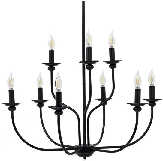 YHD Whitmore Matte Black 9-Light Chandelier-0