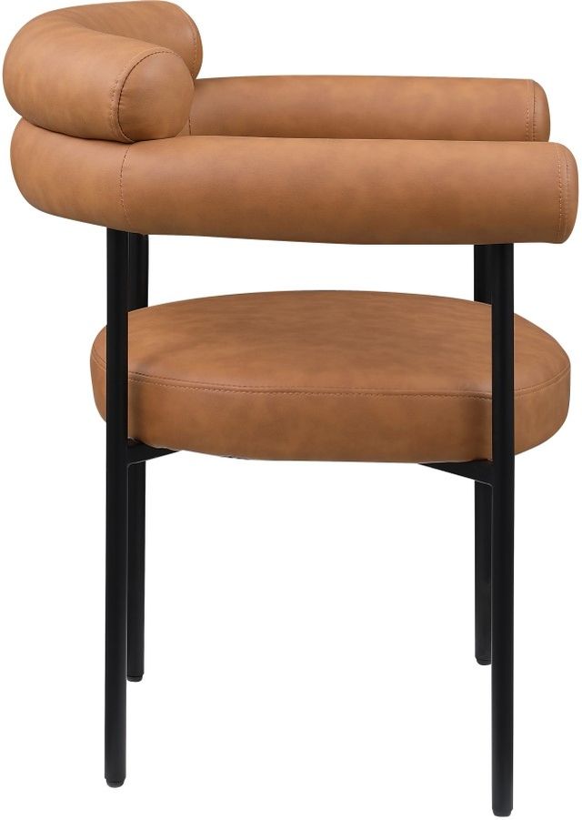 Meridian Furniture Blake Cognac/Matte Black Upholstered Dining Arm Chair-2