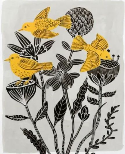 Stylecraft Birds in My Garden II Black/White/Yellow Wall Art-1