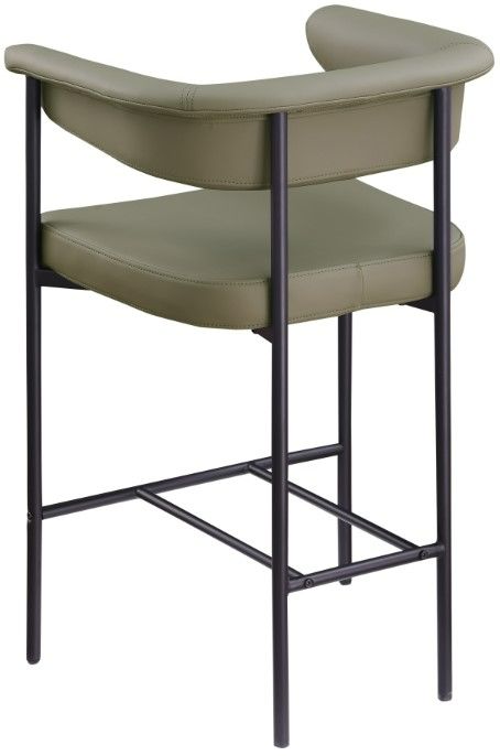 Meridian Furniture Malin Olive-Matte Black Vegan Leather Counter Stool-3