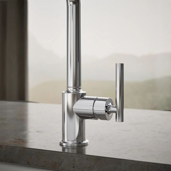 KOHLER® Purist® Polished Chrome Single-Handle Kitchen Sink Faucet with Side Sprayer-4