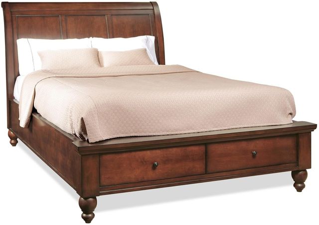 Aspenhome® Cambridge Brown Cherry Queen Low Profile Storage Footboard-1