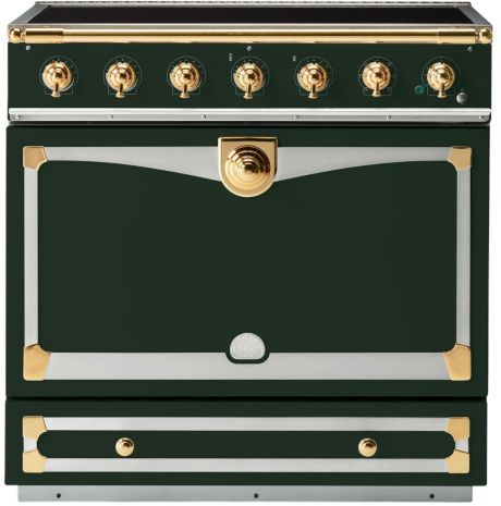 La Cornue CornuFé 90 Albertine 36" Brands Hatch Green Pro Style Induction Range with Polished Brass Trim-0