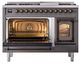 Ilve® Nostalgie II Noblesse 48'' Graphite Matte Pro Style Dual Fuel Range with Burnished Trim-3