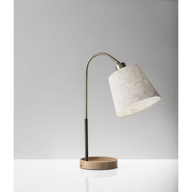 Adesso® Samuel White and Silver LED Wireless Charging Desk Lamp with Smart Switch-1