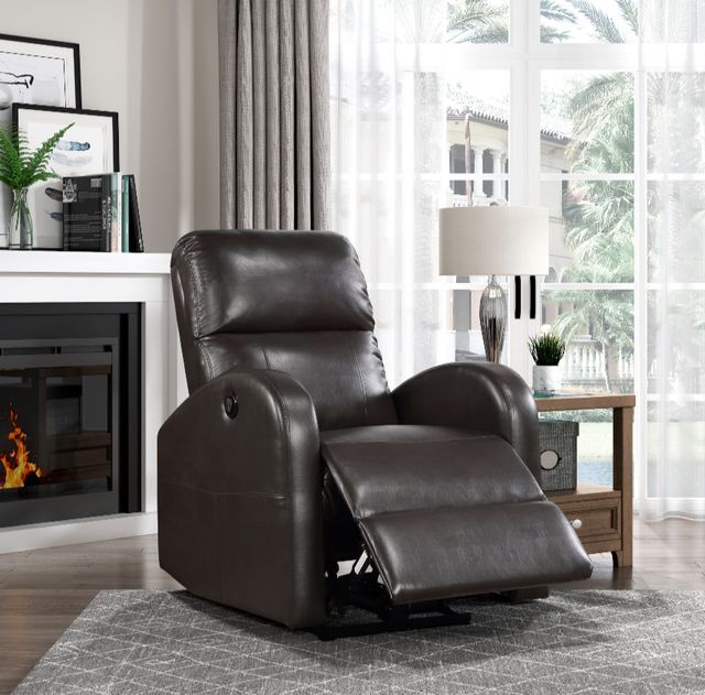 Homelegance® Wiley Brown Power Reclining Chair-1