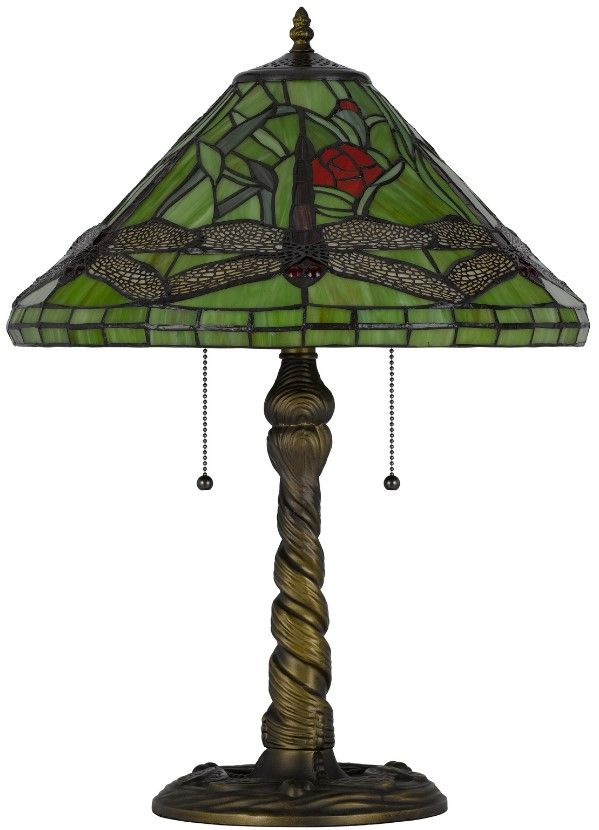 Cal® Lighting & Accessories Tiffany Antique Brass Table Lamp-2