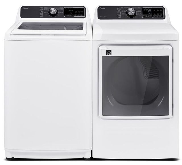 Midea® 4.5 Cu. Ft. Top Load Washer & 7.5 Cu. Ft. Gas Dryer White Laundry Pair-0