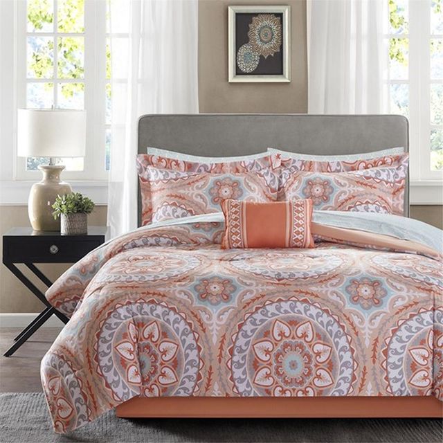 Olliix by Madison Park Essentials Coral Queen Serenity Complete Comforter and Cotton Sheet Set-0
