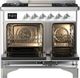 Ilve® Majestic III 40" White Pro Style Dual Fuel Liquid Propane Range with Solid Door and Chrome Trim-4