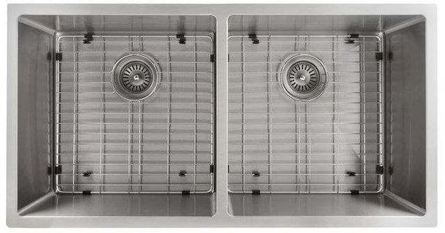 ZLINE Anton 36" Satin Stainless Steel Undermount Double Bowl Kitchen Sink with Bottom Grid-2