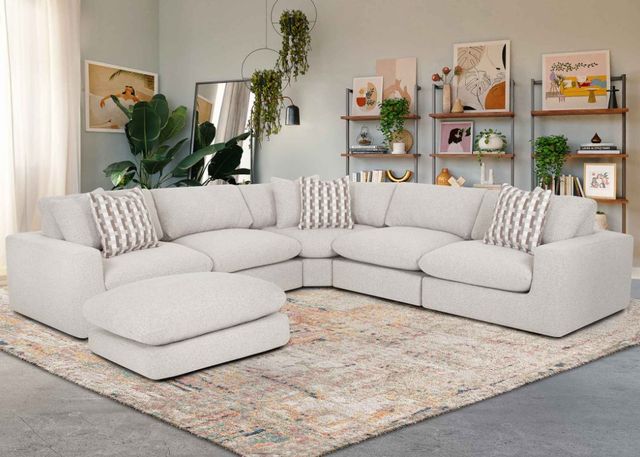 Franklin™ Marcella 6-Piece Meade Linen Curved Sectional and Ottoman-1