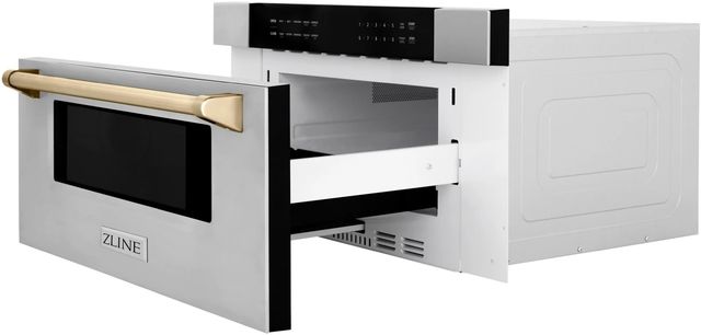 ZLINE Autograph Edition 1.2 Cu. Ft. Stainless Steel with Gold Accents Microwave Drawer-3